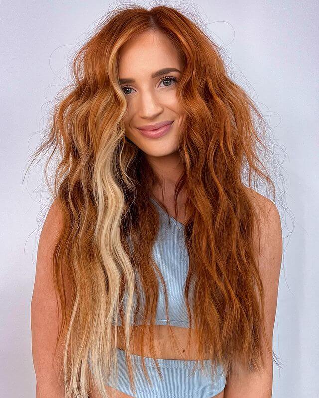 Copper Hair With Blonde Streak