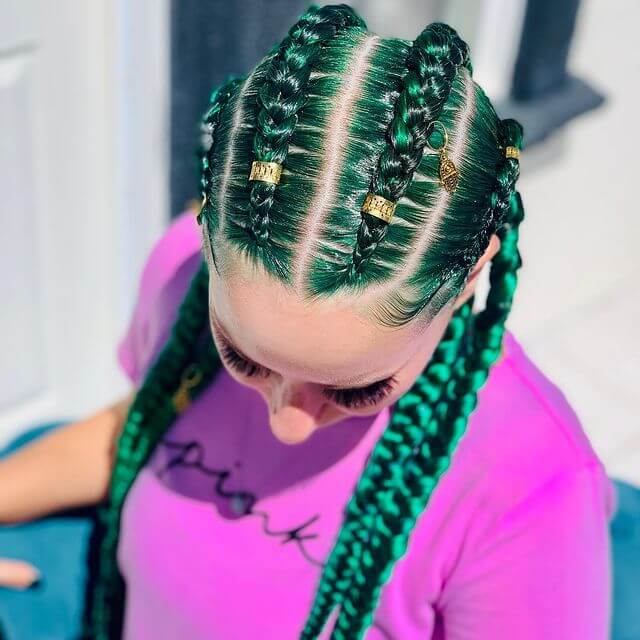 green stitch braids