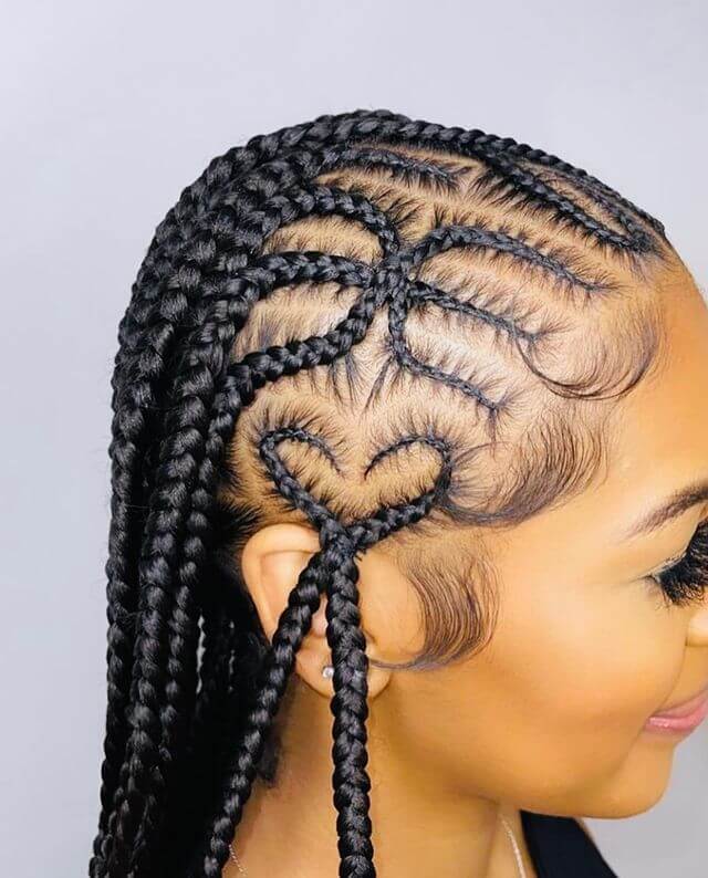 Heart shape stitch braids