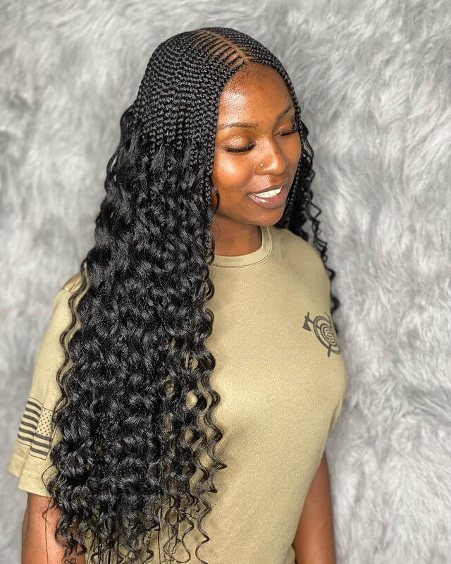 Horizontal Cornrows Braids With Curls End
