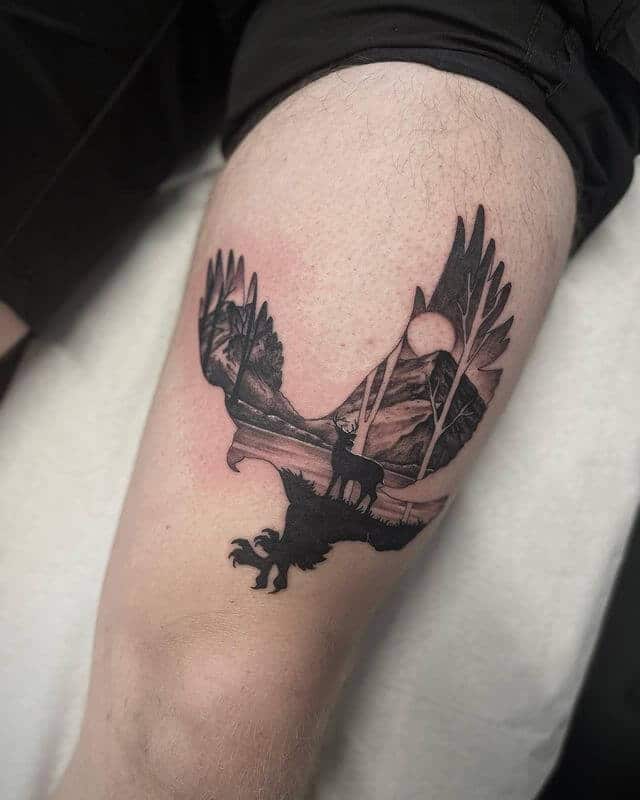 Landscape Eagle Morph tattoo