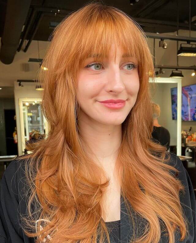Long hair with light copper hair color