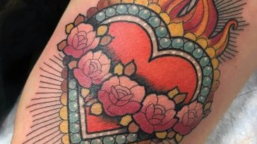 Mexican sacred heart tattoo