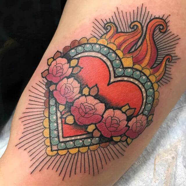 Mexican sacred heart tattoo