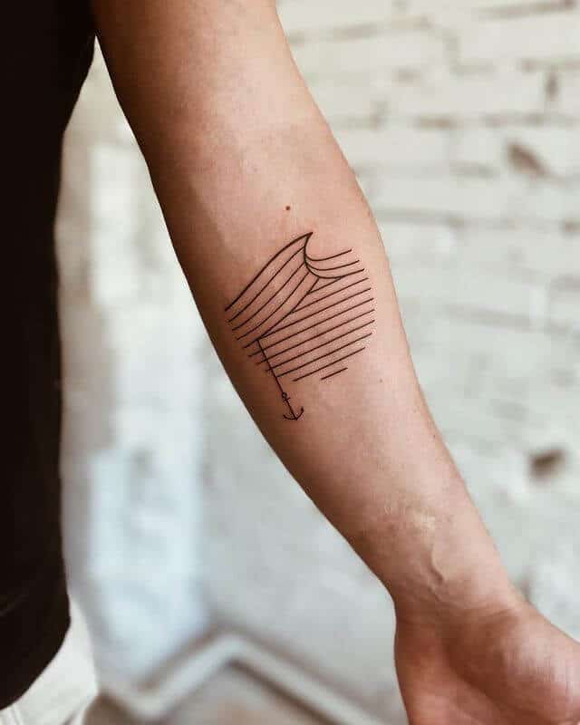 Minimalist wave tattoo