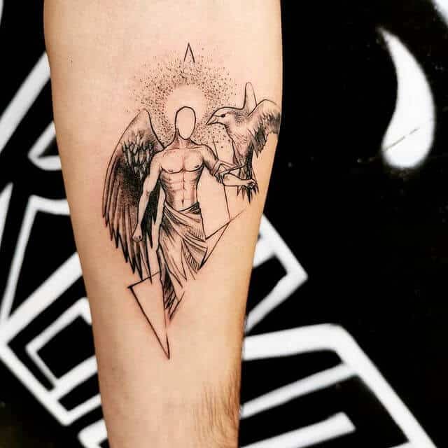 Modern guardian angle tattoo
