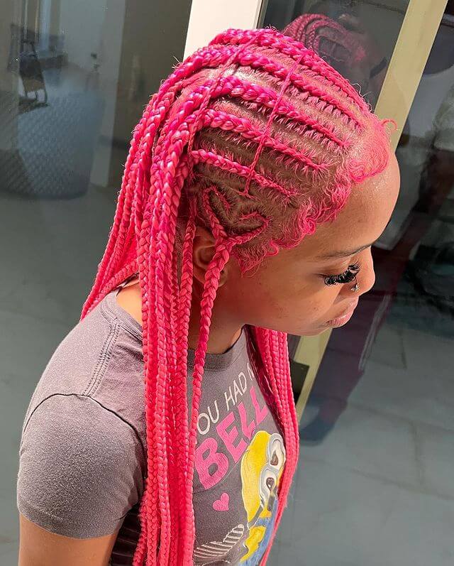 Pink cornrow braids