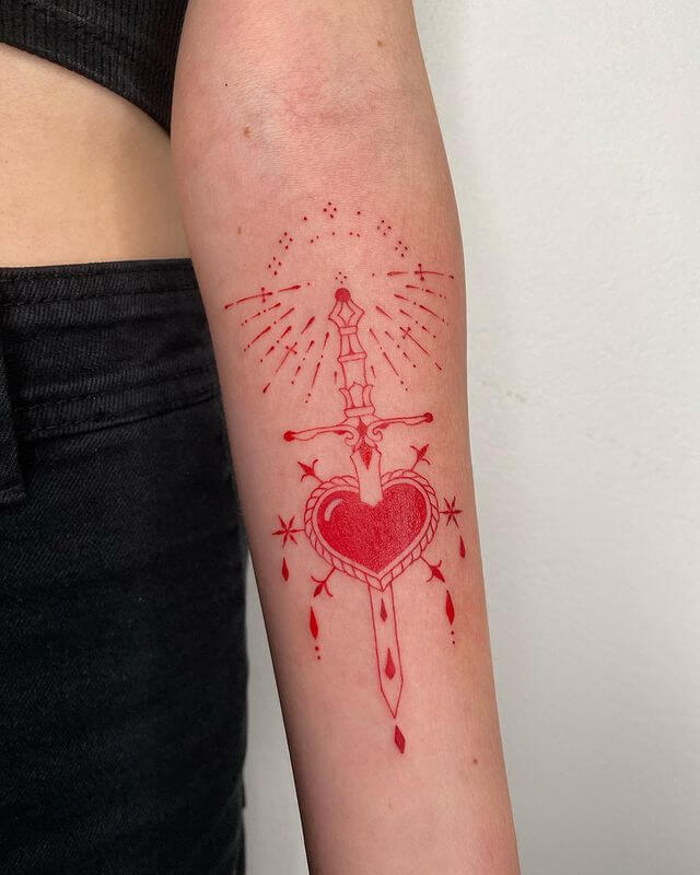 Red Sacred Heart Tattoo