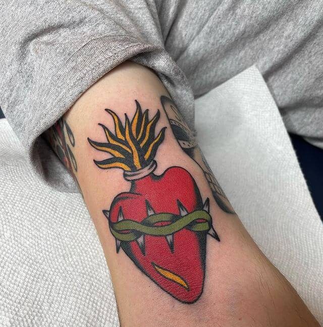 Sacred Heart with thorns tattoo