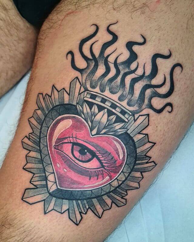 Sacred heart with eye tattoo