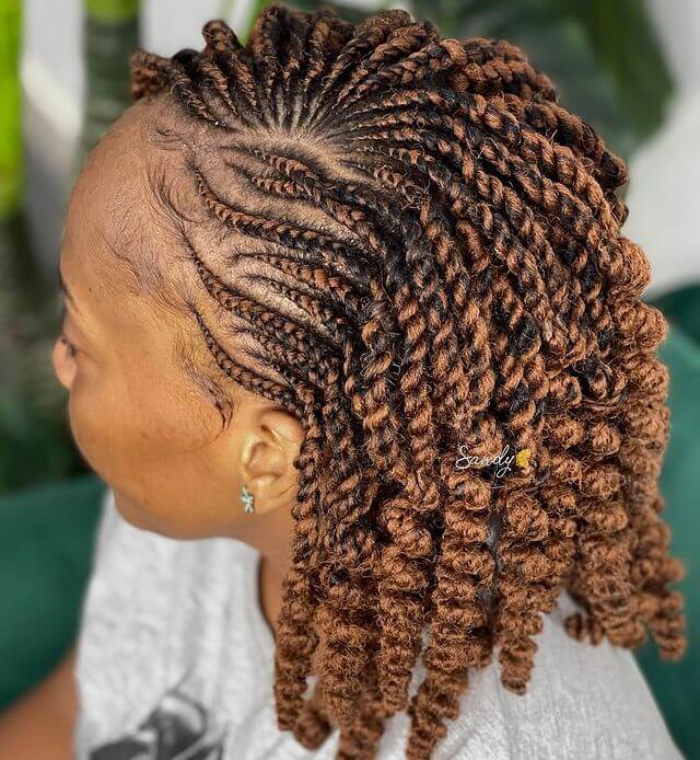 Side Cornrows And Kinky Twist