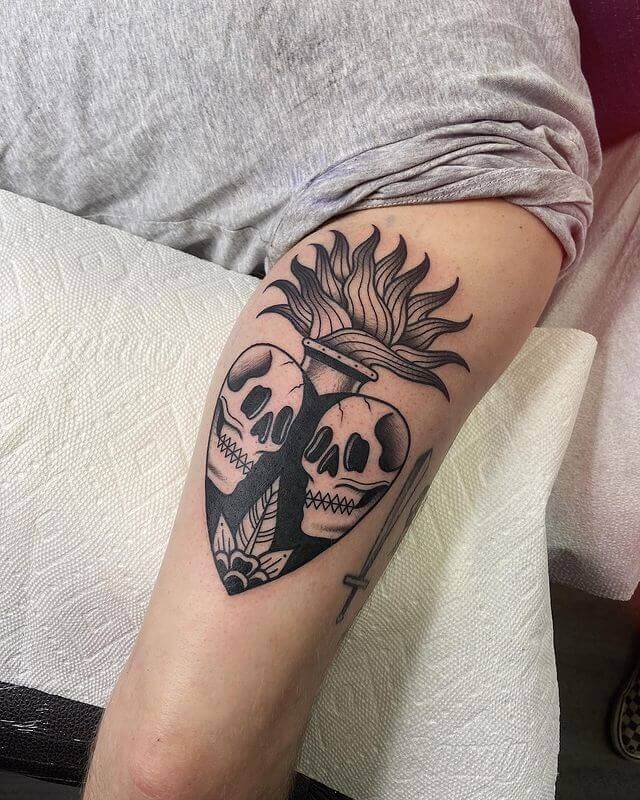 Skull sacred heart tattoo