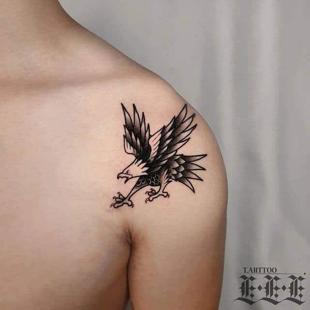 Small Eagle Shoulder Tattoo