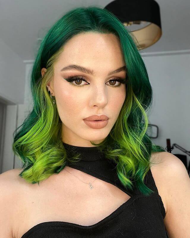 Split Green shade hair