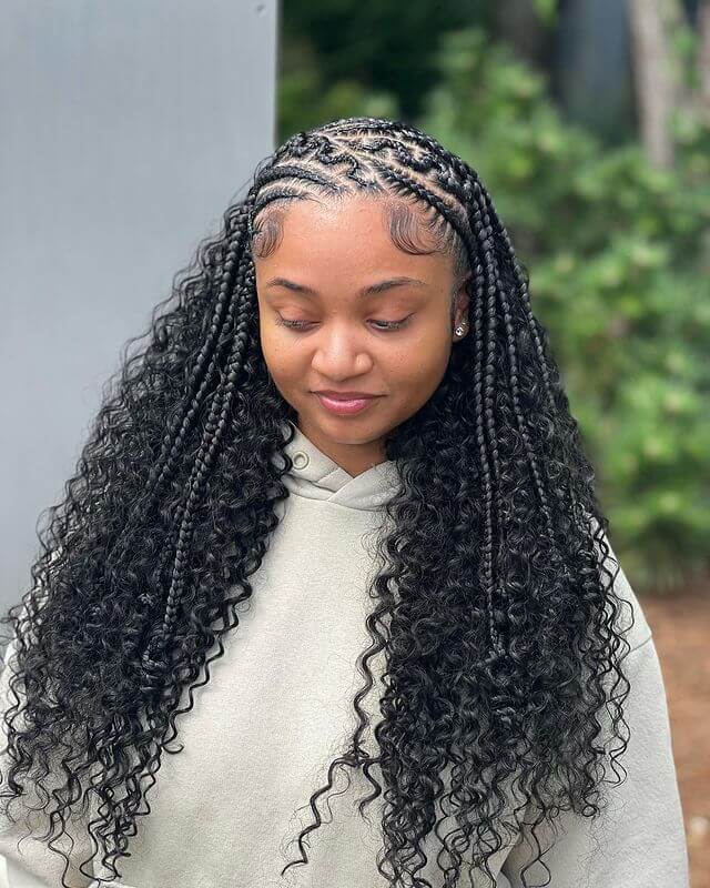 Stitch braids and long curls