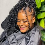 Stitch braids curly pony tail
