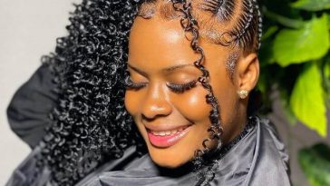 Stitch braids curly pony tail