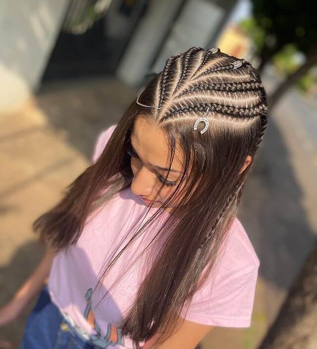 Stitch braids on long straigth hair