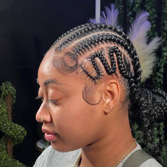 Stitch cornrows and zigzag braids
