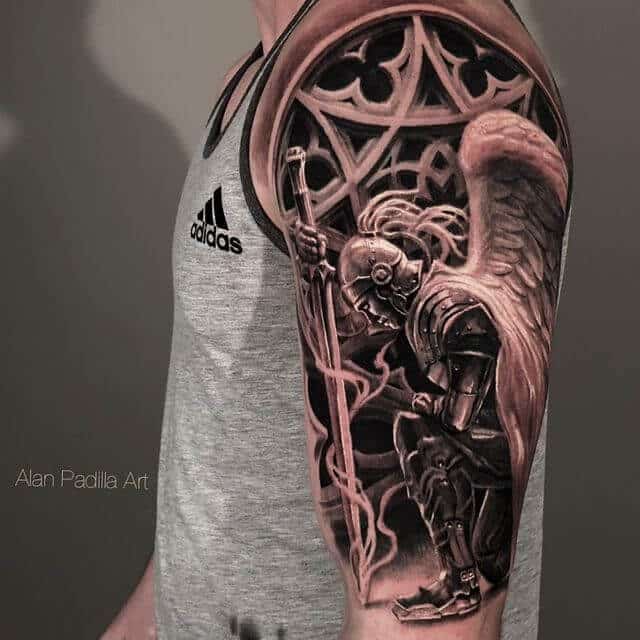 Warrior Guardian Angel Sleeve Tattoo