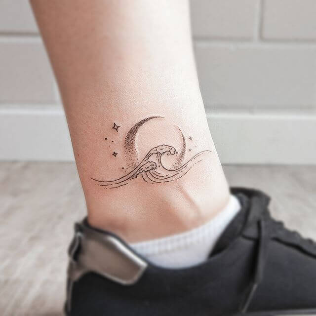 ankle wave tattoo