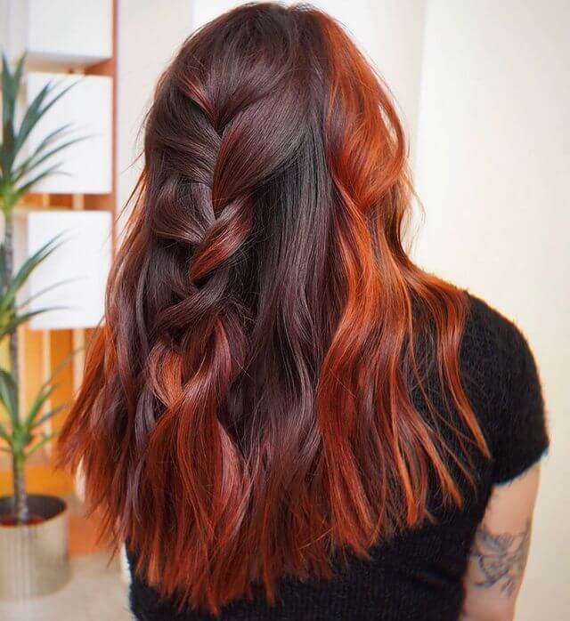 Copper Skunk Stripe Hair