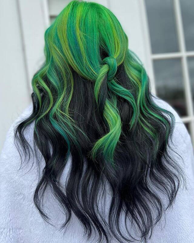 grren to black hair color