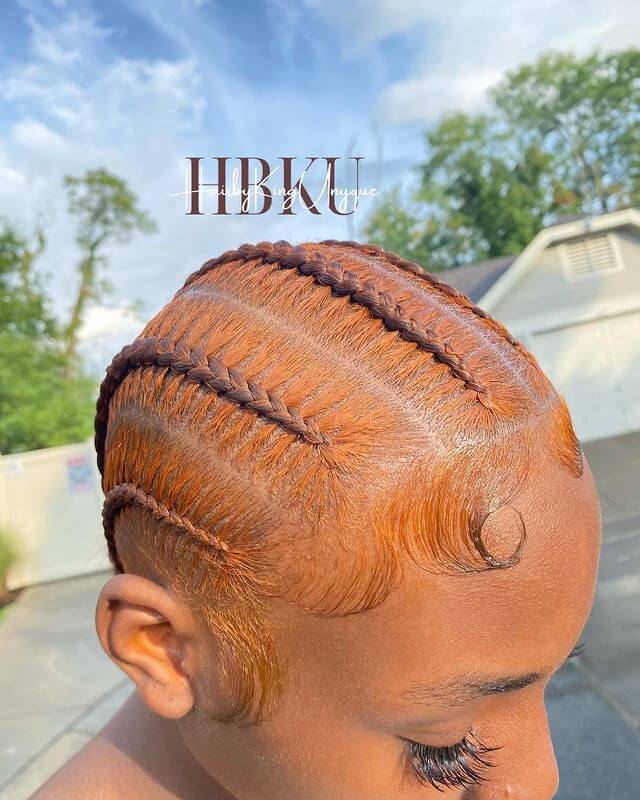 orange corn rows stitch braids
