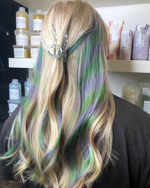 peacock color on blonde hair