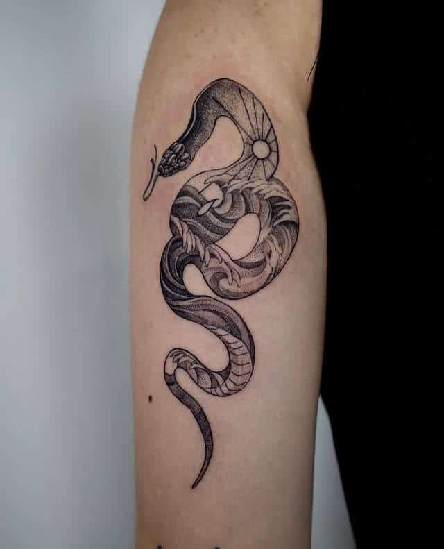 wave snake tattoo