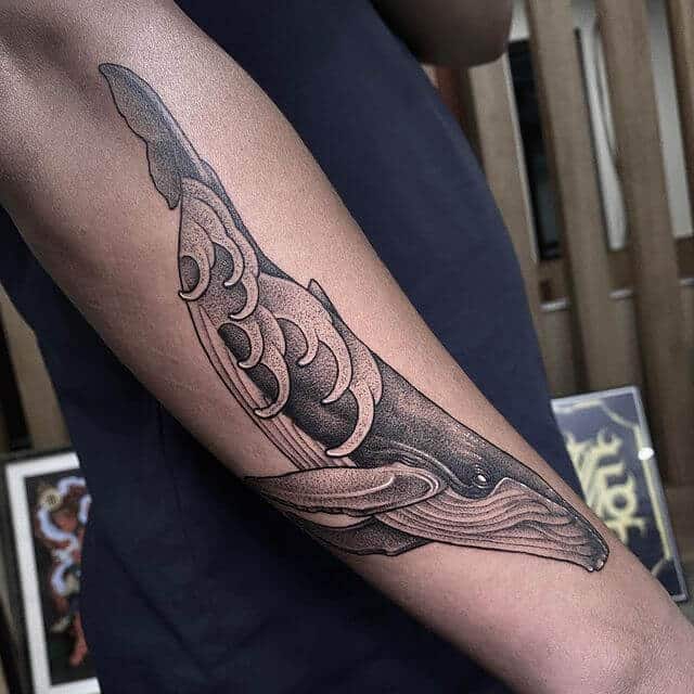 wave whale tattoo
