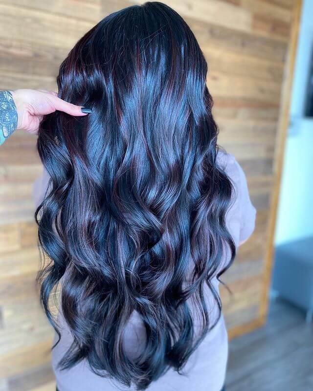 Black and burgundy balayage