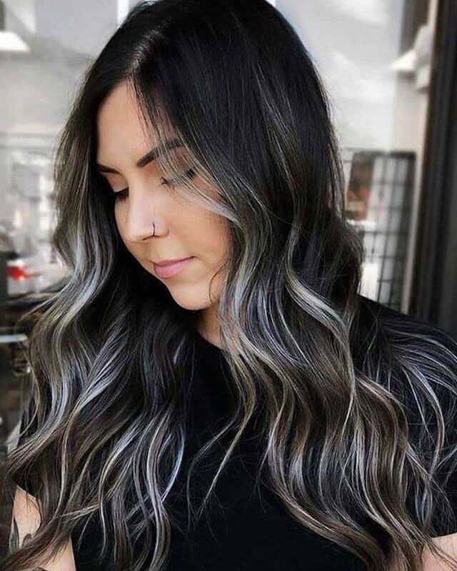 Black blend with silver hair color