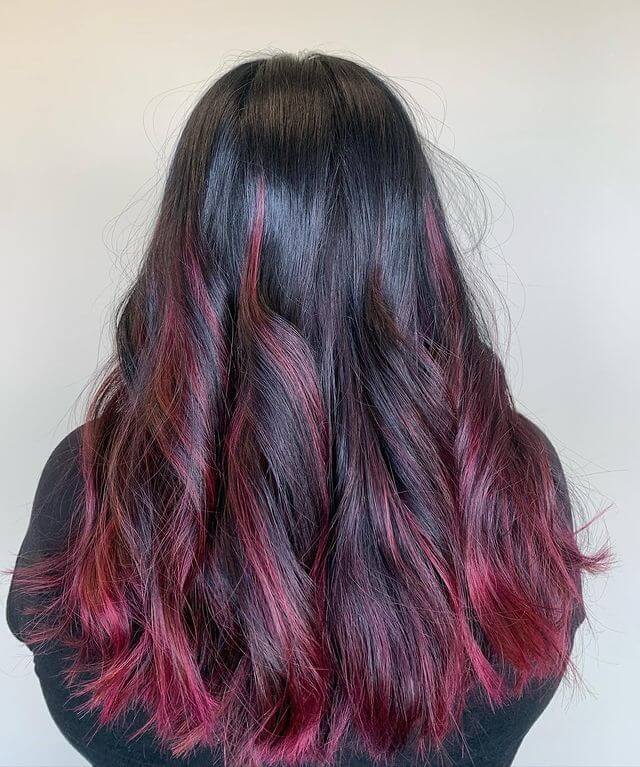 black and red balayage