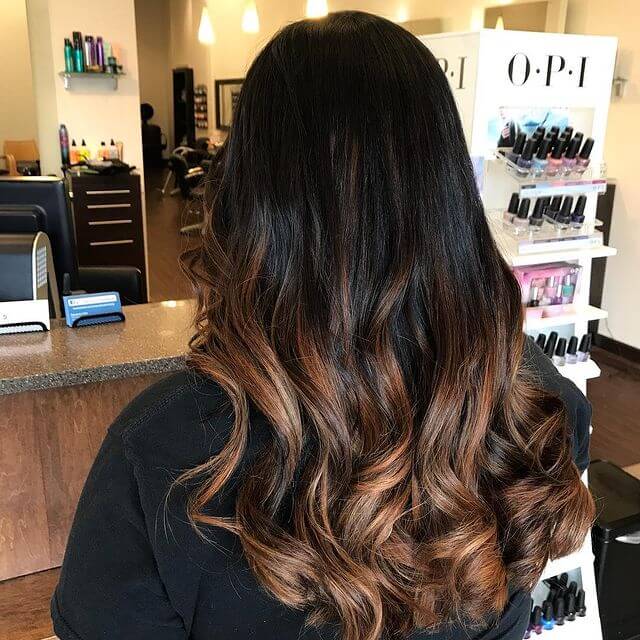 Black to caramel balayage