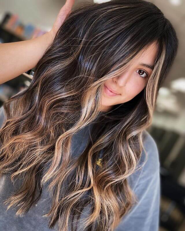cinnamon toast balayage on black hair