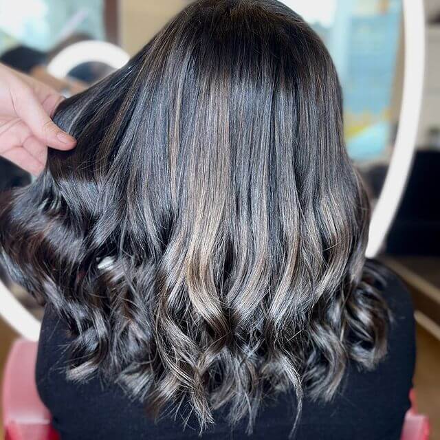 grey highlights on black hair