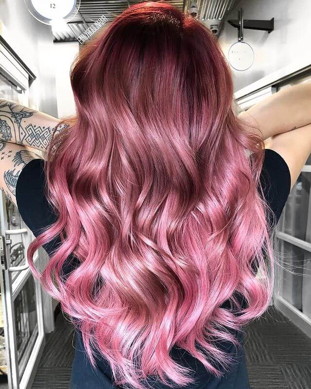 Metallic Pink Ombre Hair color