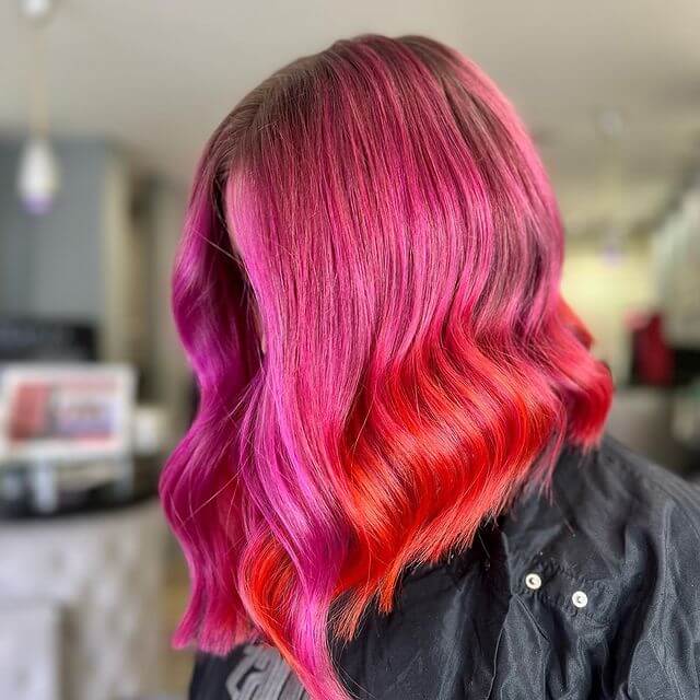 Pink and red ombre hair