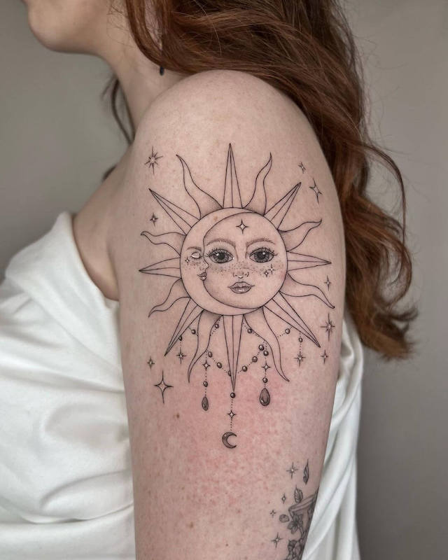 Sun and Moon Ornament Tattoo