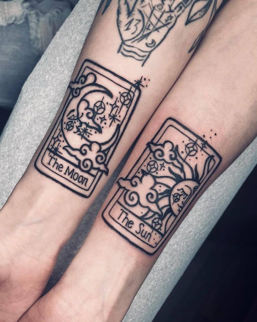 Sun and Moon Tarot Card Tattoo