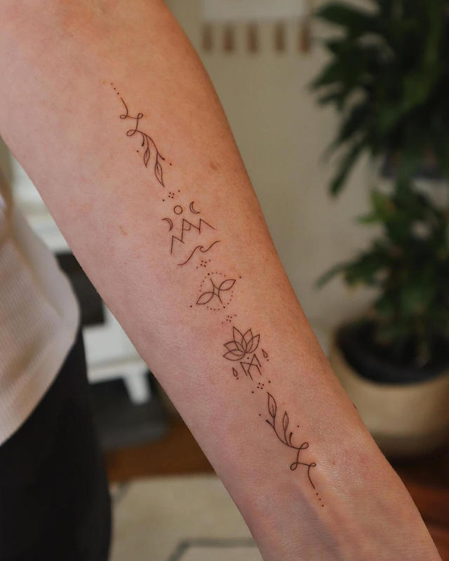 Sun and Moon with Nature Tattoo