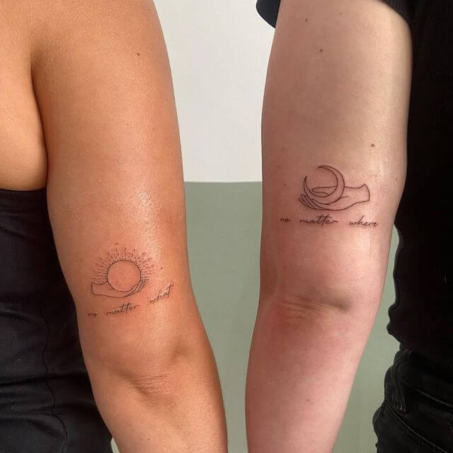 Sun and Moon with Quote Tattoo