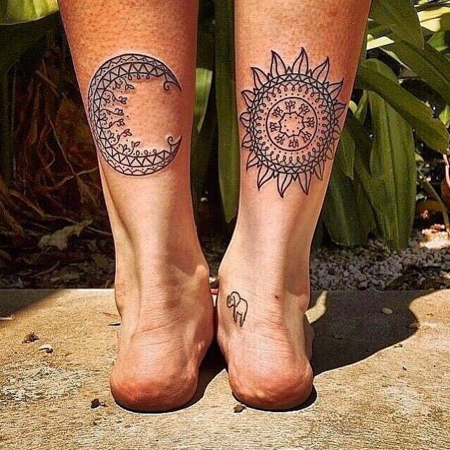 Sun and Moon with Tribal Tattoo