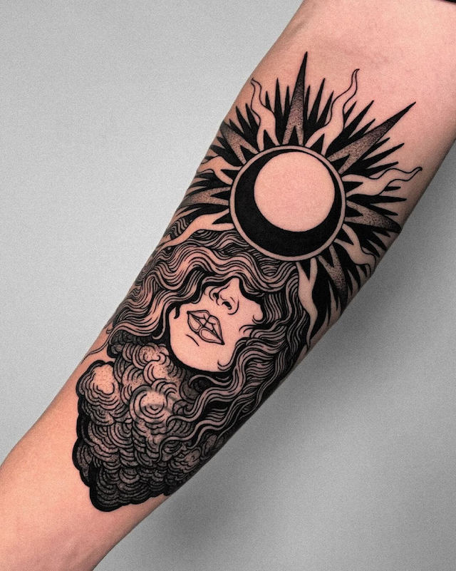 Sun and Moon Medieval Tattoo