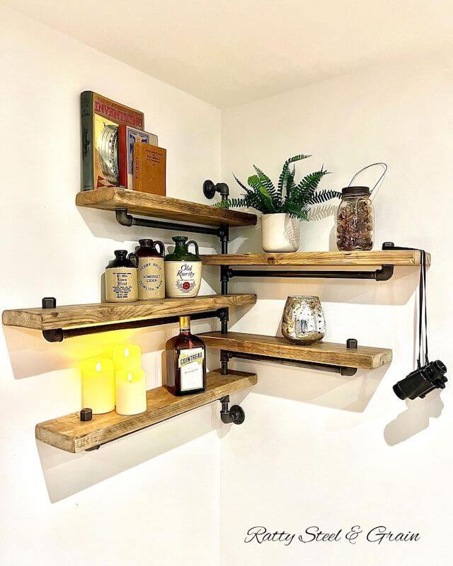 Rustic Corner Wall Shelf