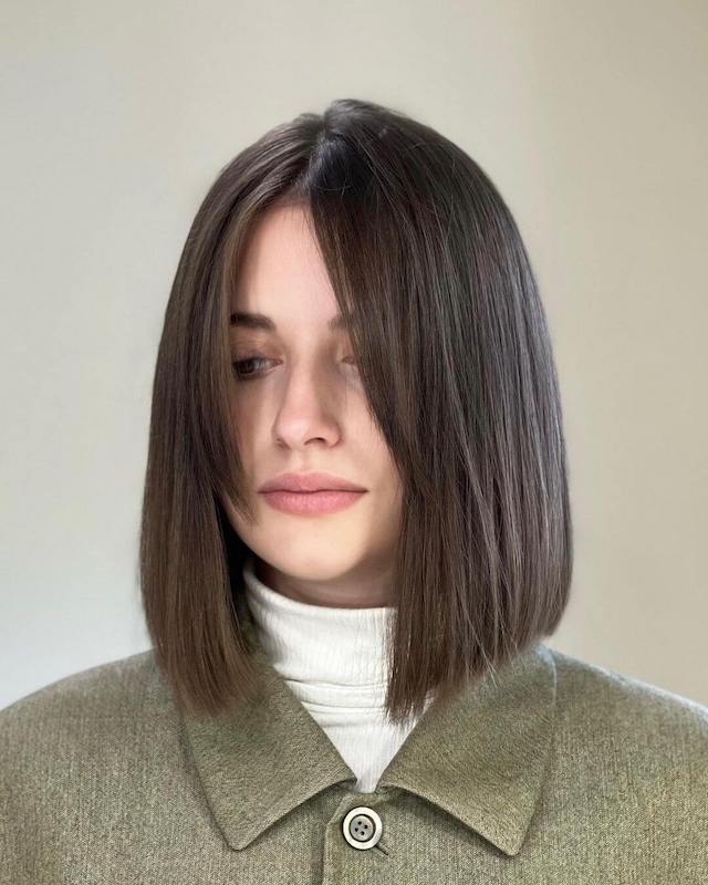 Blunt cut with face-framing layers