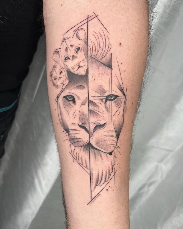 Lion family tattoo