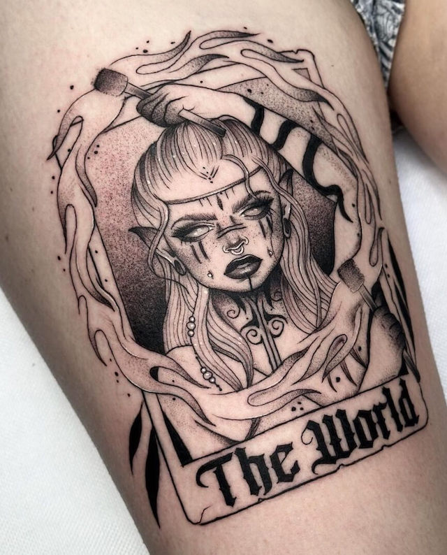 The World Tarot card tatoo