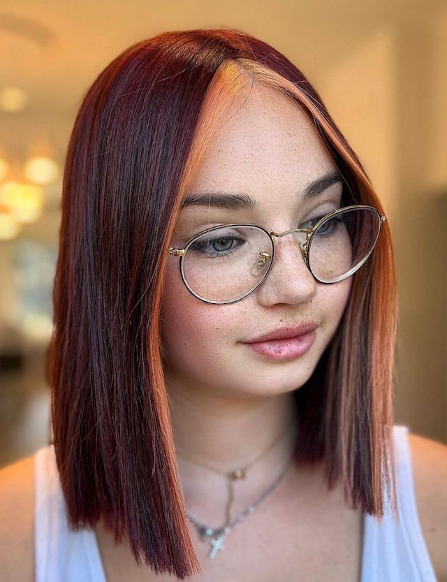 Copper Prange Skunk stripe hair